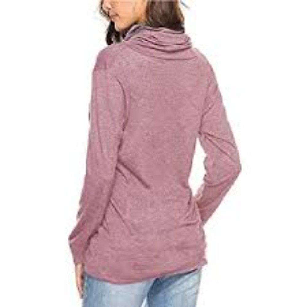 OMSJ Women Button Tops Cowl Neck Long Sleeve Pullover Sweatshirt